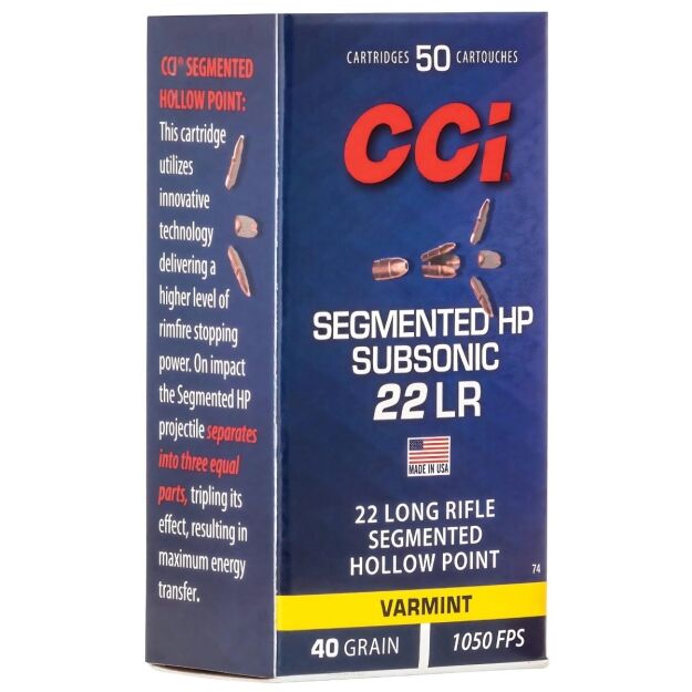 CCI .22 LR Segmented HP Subsonic 40gr